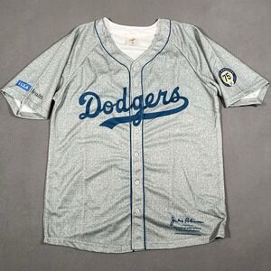 Jackie Robinson #42‎ Jersey M Gray Los Angeles LA Dodgers 75th Anniversary MLB